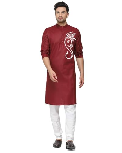 Image of Men's Digital Printed Kurta for Pooja Festival Ganesha