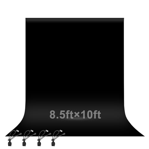 Image of EMART 8.5x10ft Black Photo Backdrop Screen for Photography, Large s Drapes Party Background Curtain, Polyester Fabric Sheet Video Studio Portrait Photoshoot