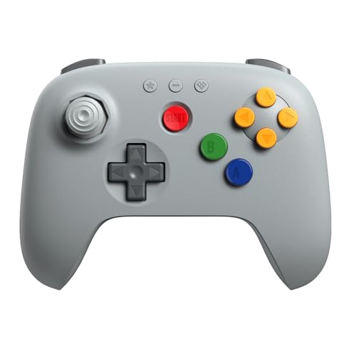 Image of 8BitDo 64 Bluetooth Controller for Analogue 3D, Switch 1 /2, Windows&Android | Hall Effect Joystick, Turbo, Vibration - Grey