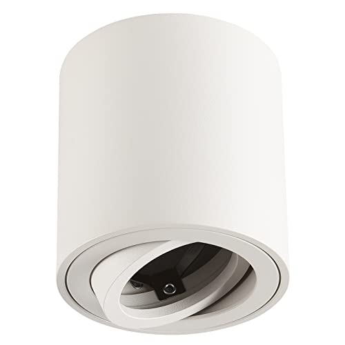 Gleonlux LED Aufbaustrahler Aufbauleuchte Flach schwenkbar Spotleuchte 230V Deckenleuchte mit GU10 Fassung Deckenspot Deckenlampe Aufputz Aufbau-lampe aus Aluminium Downlight Rund-Weiß