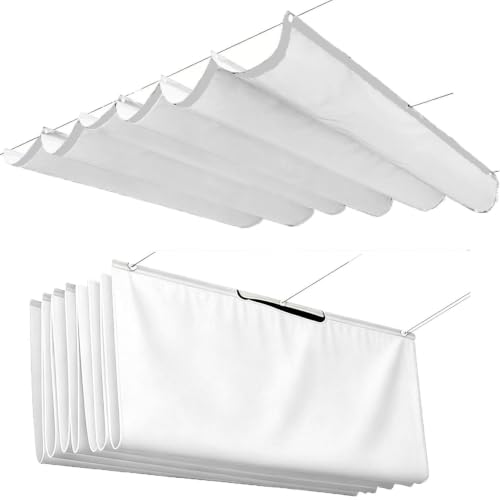 Voile d'ombrage de terrasse blanc rectangulaire ondulé - 2