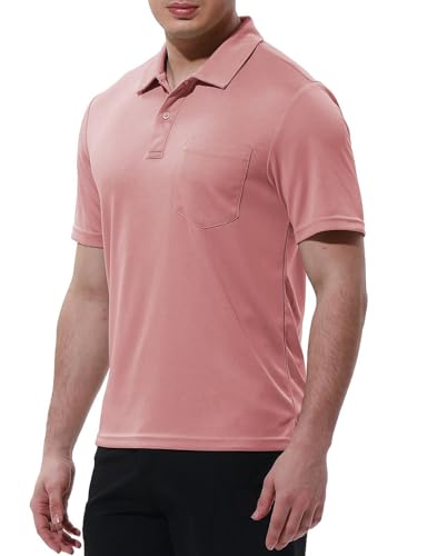 Image of Rdruko Men's Polo Shirts Short Sleeve Quick Dry Outdoor Golf Sports Shirts with Pocket