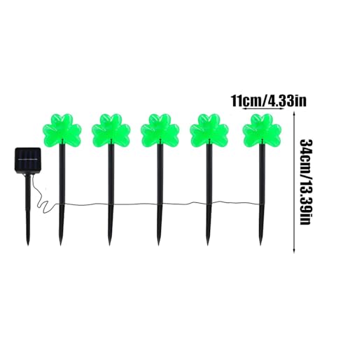 Luces al aire libre del Día de San Patricio para decorar terrazas y caminos con tréboles solares 4