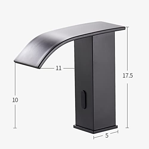 Grifo sin contacto de cascada premium con sensor electrónico negro para lavabo baño 4