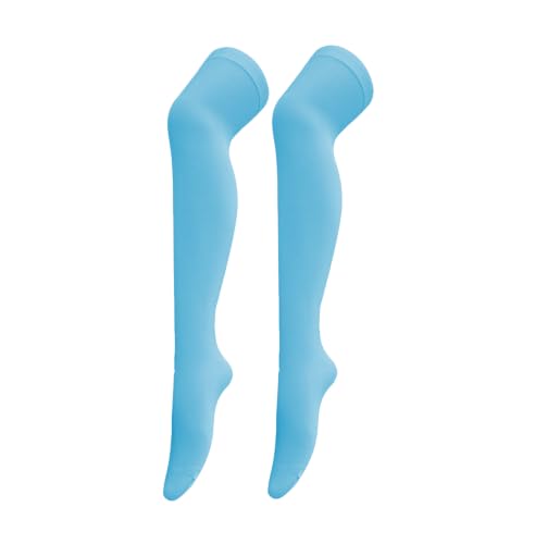 Image of Women's Opaque Stretchy Nylon Over Knee Thigh High Stockings Costume Socks