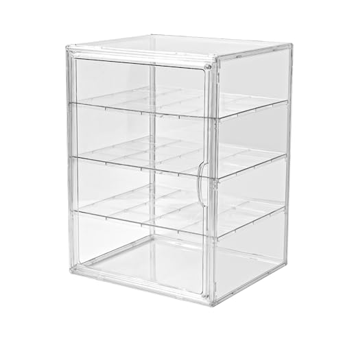 Image of 4 Tier Display Case for Collectibles,Clear Display Box with 3 Movable Plates ,Storage Container with Magnetic Door