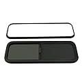 Pxolerig 42" W x 12" H RV Window Teardrop Horizontal Sliding Replacement Glass with Trim RV Replacement Window RV Window with Screen(Black)