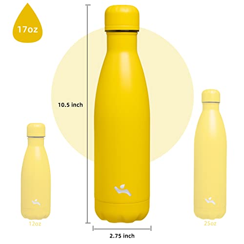 Image of Konokyo Insulated Water Bottles,17 oz Double Wall Stainless Steel Vacumm Metal Flask for Sports Travel,Yellow