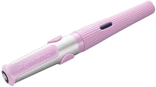Pelikan Pelikano structure Füllhalter Pink, für Rechtshänder, Feder M, inkl. 1 Großraumtintenpatrone Königsblau – Soft-Griffzone, Edelstahlfeder, Struktur-Design – Made in Germany