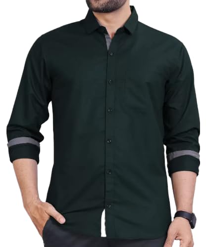 Pinkmint Casual Cotton Blend Long Sleeve Light Beige Shirt for Men Formal Wear Regular Wear