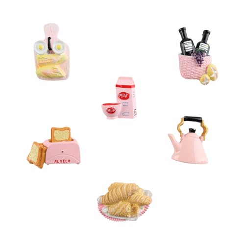 Set de 6 imanes decorativos para refrigerador de resina rosa miniatura 1