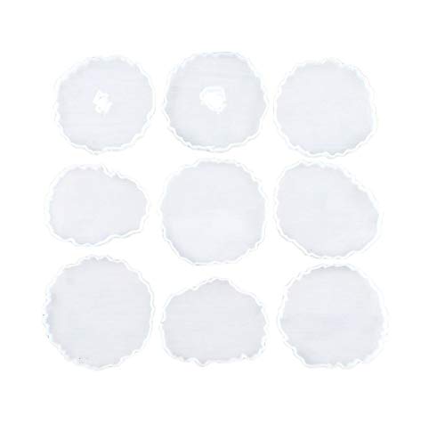 Yalulu 9 Stück Unregelmäßig Untersetzer Silikonform Coaster Resin Silikon Harz Gießformen DIY Epoxidharz Kunstharz Schimmel Casting Kit Cover