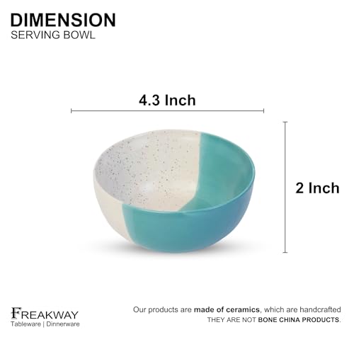 Image of Freakway Hand-Painted Seagreen Ceramic Bowl Set of 4 | Small Serving Soup Bowls, Cereal Bowl, Pasta Bowls | Dishwasher & Microwave Safe