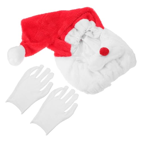 Housse de casque moto Père Noël peluche et moufles le cadeau de fête idéal pour motard en hiver