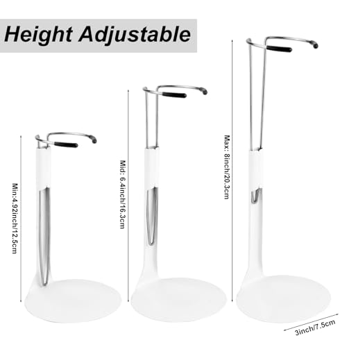 Image of 10 Pcs Doll Stand Adjustable Doll Display Stand, Action Figure Stand Holder 1 /6 Scale Dolls Support Stand for 8 inch to 12 inch Dolls Accessories (White)