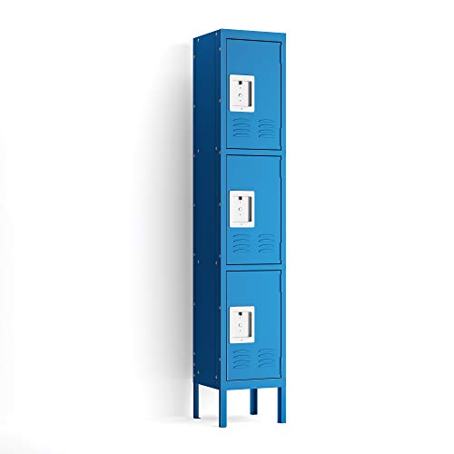 STEELCUBE Metal Locker for School Office, 3-Tier Locker Steel Employees Lockers with 3 Door, Metal Storage Locker Cabinet for Employees