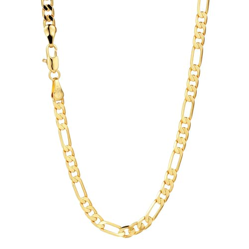 BRAYEG Gold Chain for Men Women14K Gold Chain Necklace for Women & Men Figaro Chains for Mens Chains Necklaces 4MM Width 20inchs