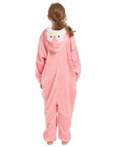 Abenca Penguin Onesie Kids Animal Costume Girls Pajamas One Piece Plush Sleepwear Cosplay Halloween Christmas.pink.140 #TOP5