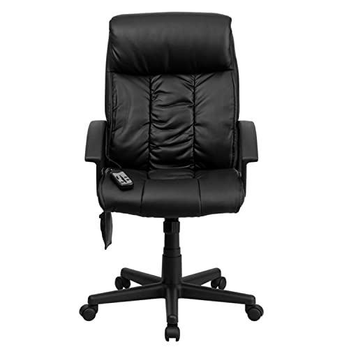 Flash Furniture Sumter High Back Ergonomic Massaging Black Leathersoft Executive Swivel Office Chair With Side Remote Pocket And Arms #TOP5