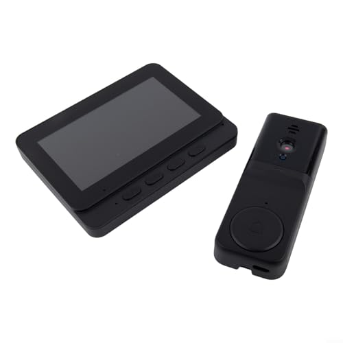 Gdfnmogo Cámara de timbre de 4.3 pulgadas con visión nocturna y audio bidireccional, timbre de video inalámbrico con pantalla para seguridad del hogar, no requiere aplicación, color negro