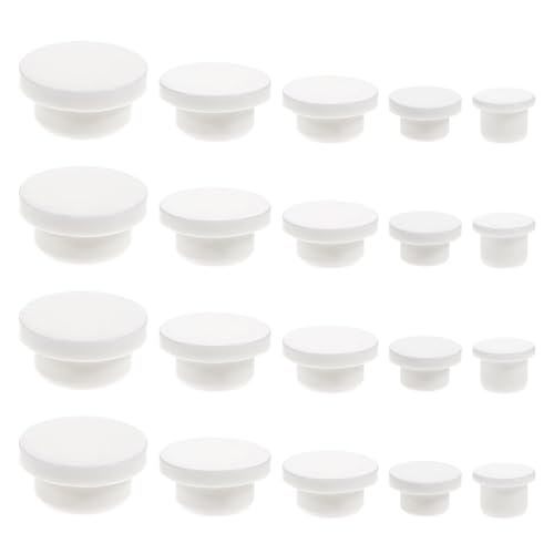 20 Pcs Bathtub Jets for Tub, 5 Size Silicone Bathtub Cover Soft Bath Plug Holes Jet Tub Caps White Waterproof Cover Tube Inserts Rubber Stoppers Flexible Snap-On Seal Plugs Insert for Round Hole