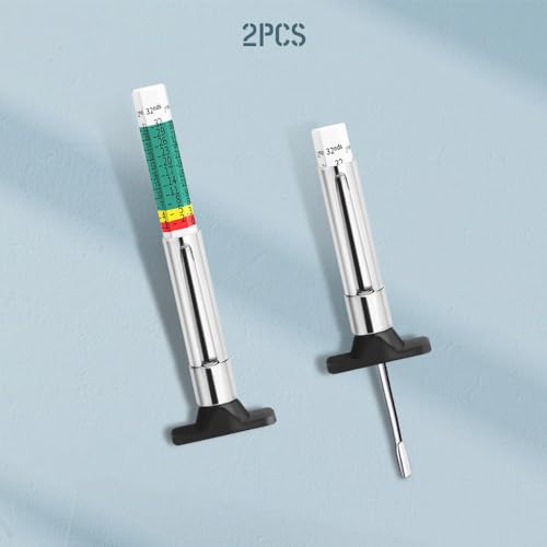 Image of 2Pcs Tire Tread Depth Gauge, Tire Wear Gauge, Automobile Tire Measurement with Two-Sided Smart Color Coded, Tread Depth Gauge in 1 /32 inch, Univsersal Car Accessories Fit for All Cars