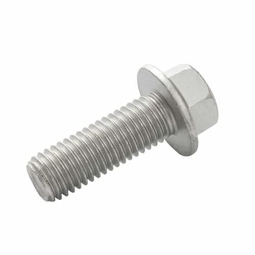Image of Junter 10pcs M6-1.0 x 35mm A2-70 Flat Bottom Flanged Hex Head Metric Screws | A2 Stainless Steel, Hex Cap Flange Bolt, Flat Bottom, Flanged Hexagon Head, Fully Threaded, Standard Coarse Thread, 5787