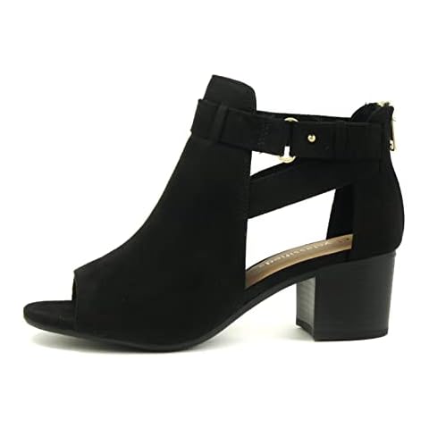 CITYCLASSIFIED City Classified Invest Women's Cutout Side Strap Mid Black Chunky Heel Fashion Ankle Bootie (BLACK, us_footwear_size_system, adult, women, numeric, medium, numeric_8_point_5) Cover