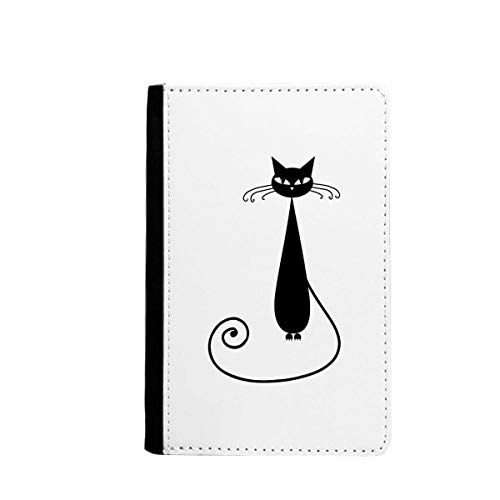 Étui portefeuille passeport chat noir d'Halloween multicolore 3.7x5.8" de style classique