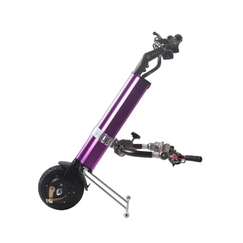 250 W電動車椅子変換キット、36V/7.5Ah 車いす駆動装置、8インチ車椅子牽引装置、液晶ディスプレイとヘッドライト付き、航続距離30キロ(Color:Purple)