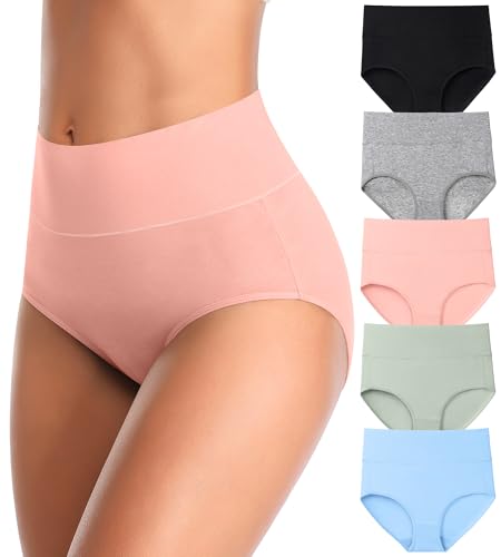 Image of MISSWHO Cotton High Waisted Women Underwear Soft Briefs Full Coverage Comfy Ladies Panties (Regular & Plus Size)