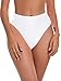 Colloyes Women's High Waisted High Cut Thong Bikini Bottom White Size Medium