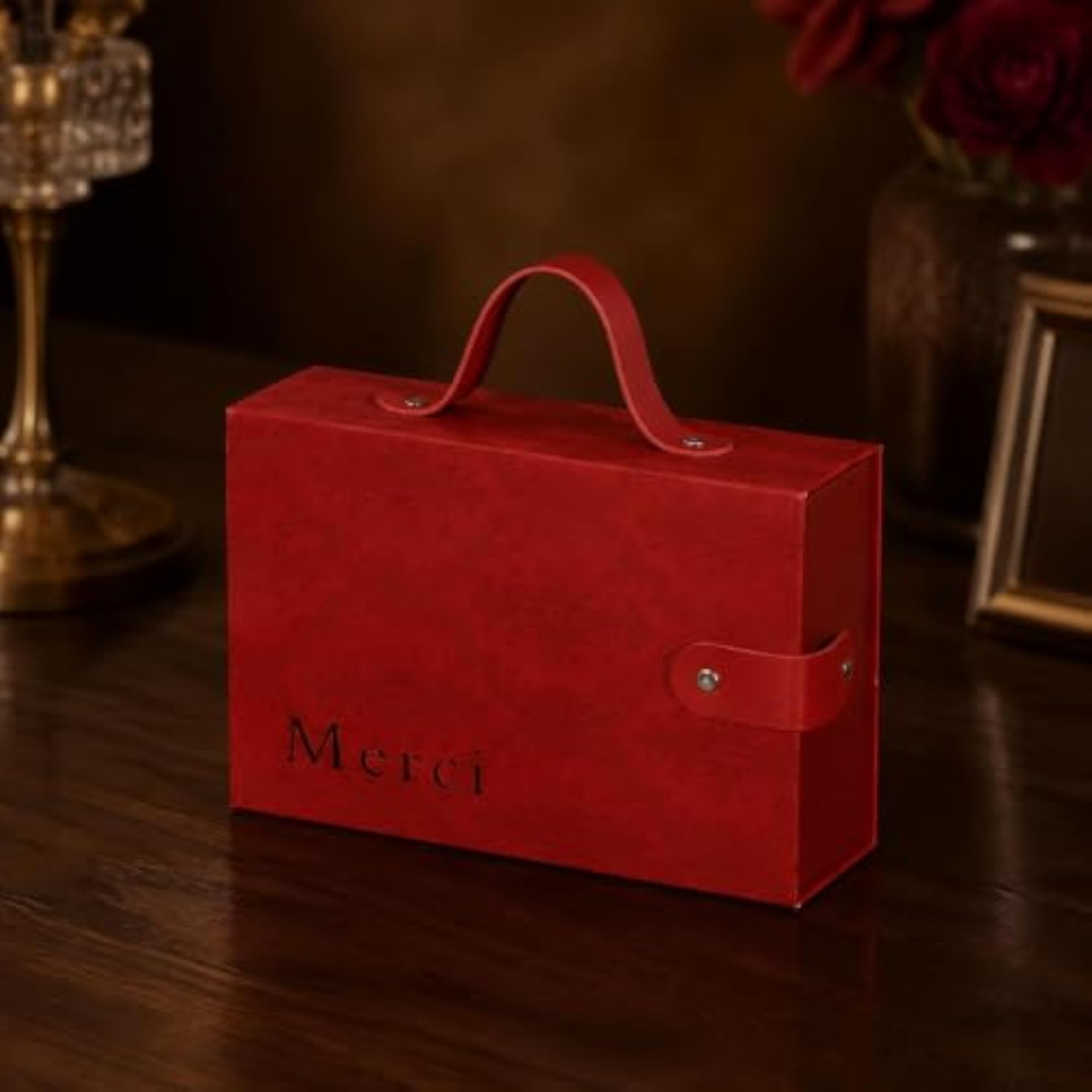Gift Boxes with Greeting Card and Raffia Grass
