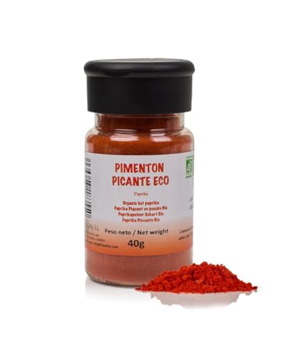 FRISAFRAN | Pimentón Picante en polvo 40g | Especia Natural | Pimiento molido | Ecológico y fresco | picante | pimentón-español | Alto nivel en vitaminas y minerales | sin gluten | Origen ★ Murcia