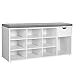 Produktbild VASAGLE Schuhbank, Schuhregal mit Schublade und offenen Fächern, Sitzbank, gepolsterter Sitz, Flur, Schlafzimmer und Eingangsbereich, 30 x 104 x 48 cm, weiß-grau LHS24WT