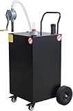 50 Gallon Heavy Duty Gas Caddy, 4 Wheels Portable Fuel Tank with Manual Transfer Pump, Marine & Commercial Fuel Storage Container for Boats, Cars, Red