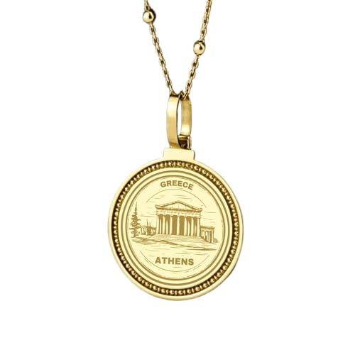 Collier Skopje Macédoine du Nord, pendentif rond argent 925 et breloque or pour homme femme
