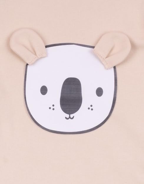 Image of 100% Cotton Animal face Print with 3D ears Rompers Sleepsuits Jumpsuit Night Suits for Infants Newborn Baby Boys & Girls