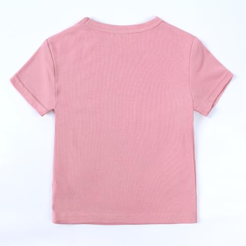 Image of Kids Tales Little Boys Girls Solid Color Short Sleeve Pullover T-Shirt | 12 Months - 4 Years, Round Neck, Solid Color, Short Sleeve, Soft Material, Casual Daily Wear, Sport Wear