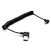 Rerii Coiled Micro USB Cable Spring, Coiled Micro B USB Cable, Left Angled for Micro USB Plug Device, Charging and Data SYNC, For Samsung, HTC, Huawei, Sony and More