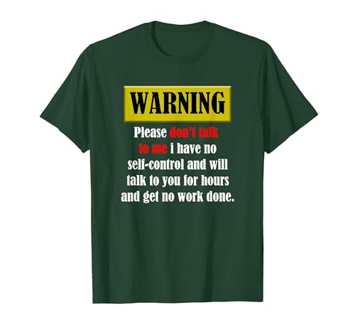 Image of Warning Please Don't Talk to me i Have no self-Control Funny T-Shirt, Men, Dark Green, Medium