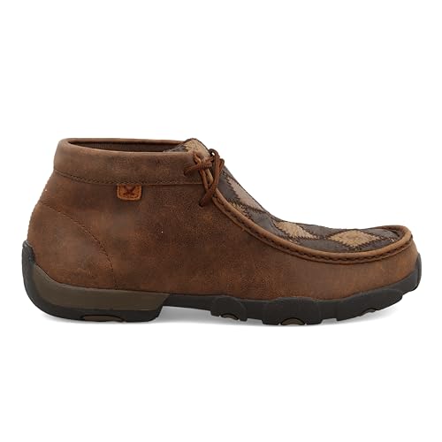 Image of Twisted X Men's Chukka Driving Moc Ankle Boot, Oiled Saddle Ostrich /Bomber Ostrich /Brown, 9.5 M