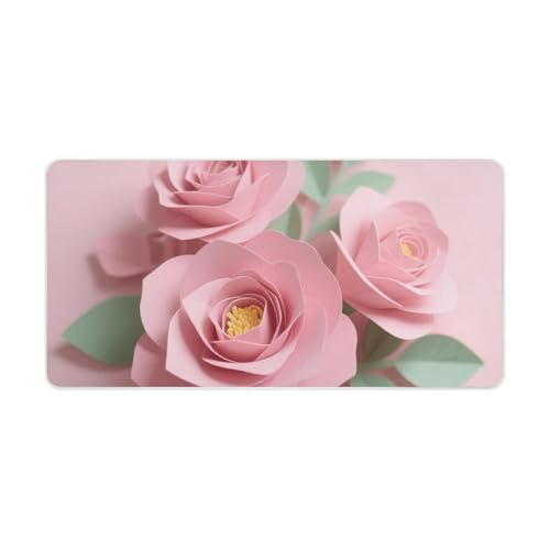Tapis de souris grand format base antidérapante et surface lisse rose