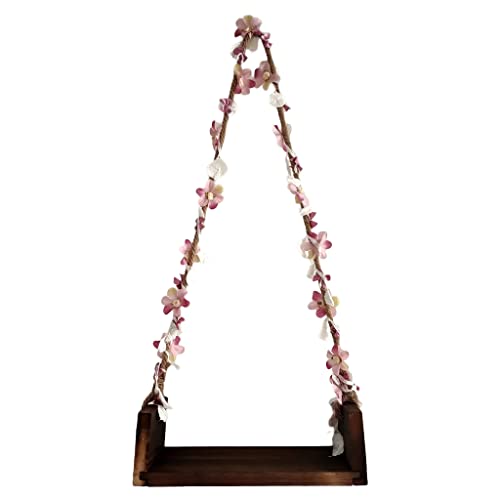 QIIIMSLSS Newborn Wooden Swing with Vine Flowers to Shoot for First Session Accessory Sets