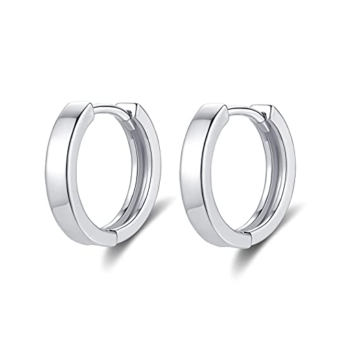 Boucles d'oreilles Femme Hypoallergénique Créoles Petites en Argent Fin 925 Plaqué Platine, Diamètre 12mm Cover