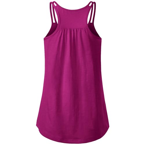 Hibelle Womens Scoop Neck Cute Racerback Yoga Workout Tank Top Rose Red Medium - Thumbnail 3
