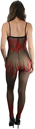 Image of ToBeInStyle Women's Flame Burning Fire Tights w /Devil-Inspired Print Hosiery