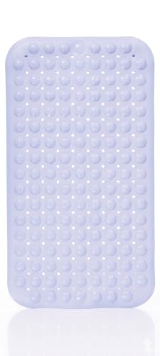 Image of Dribble Anti-Slip PVC Bath Mat with Suction Cups & Drainage Holes | Waterproof Shower Mat for Bathroom, Bathtub & Wet Areas | Soft Massage Surface, Quick Dry, Washable Bath Mat (70 X 38 cm) Blue