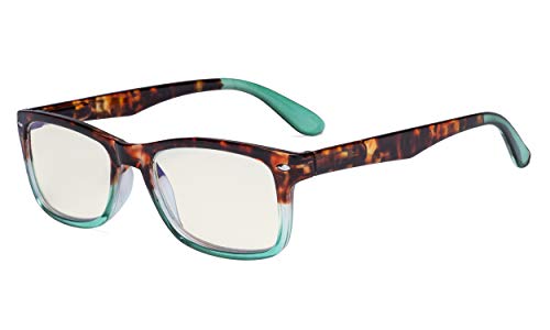 Image of Eyekepper Blue Light Filter Reading Glasses - Reduce Eye Strain Computer Readers - Tortoise /Green 2.25