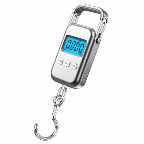 Digital Luggage Hanging Scale 110lbs with LCD Display Fish Scale Travel Scale Compact Travel Weighing Scale Handheld Baggage Scale Portable Hanging Scale Shipping Scale